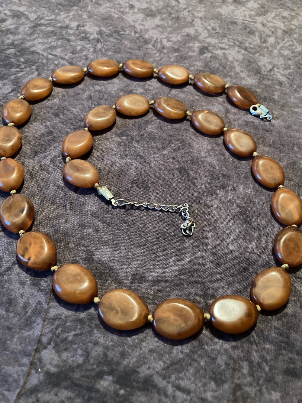 Caramel Colored Hand-Tied Beaded Necklace